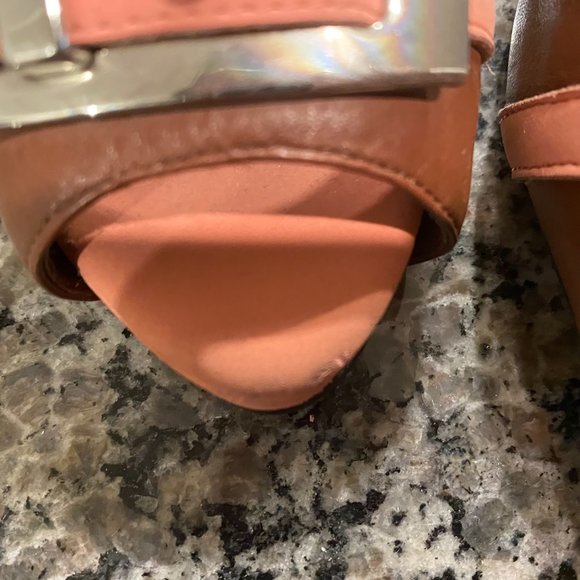 BCBG Generation Brown and Pink Peep Toe Size 9.5 - Picture 7 of 9